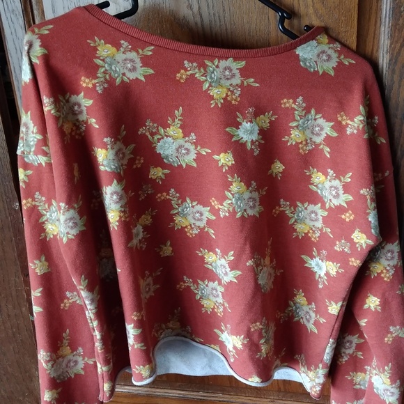Orange Floral BONGO Crop top Sweater Size XL - Picture 4 of 4